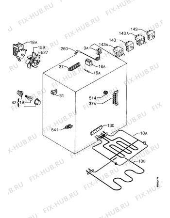 Взрыв-схема плиты (духовки) Zanussi HM224B - Схема узла Functional parts